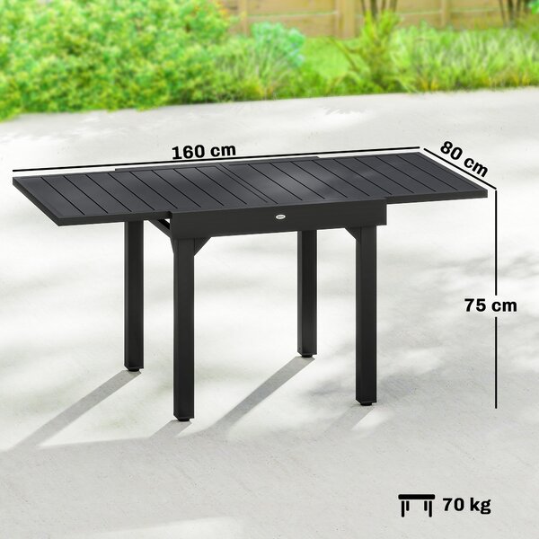 Outsunny Tavolo da Giardino Tavolo da Pranzo Allungabile 80/160x80 cm Nero | Aosom Italy