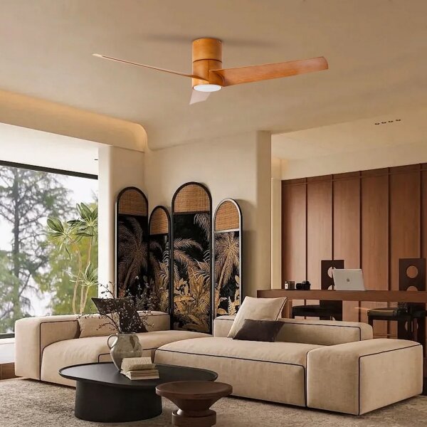 ZEVENTI - Ventilatore da soffitto LED BARROSA LED/18W/230V Wi-Fi Tuya marrone + telecomando