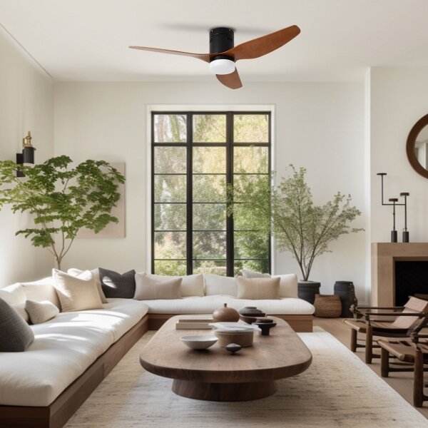 ZEVENTI - Ventilatore da soffitto LED PADUA LED/18W/230V Wi-Fi Tuya nero/marrone + telecomando