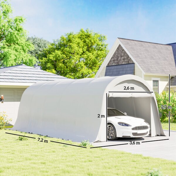 Outsunny Garage Auto Tenda Garage Esterno UV50+ Telaio Zincato 3.6x7.2 m Crema | Aosom Italy