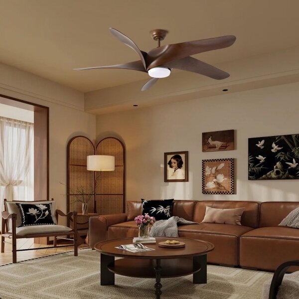 ZEVENTI - Ventilatore da soffitto LED LUCCA LED/18W/230V Wi-Fi Tuya marrone + telecomando