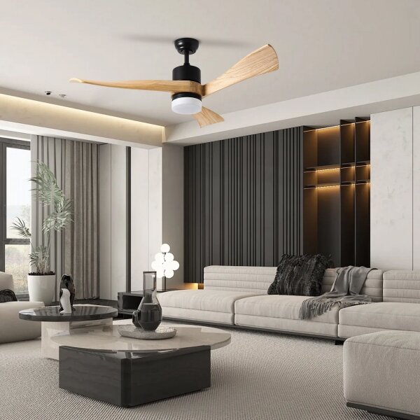 ZEVENTI - Ventilatore da soffitto LED NATURITO LED/18W/230V Wi-Fi Tuya nero/rovere + telecomando