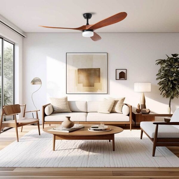 ZEVENTI - Ventilatore da soffitto LED GINOSA LED/18W/230V Wi-Fi Tuya nero/rovere + telecomando