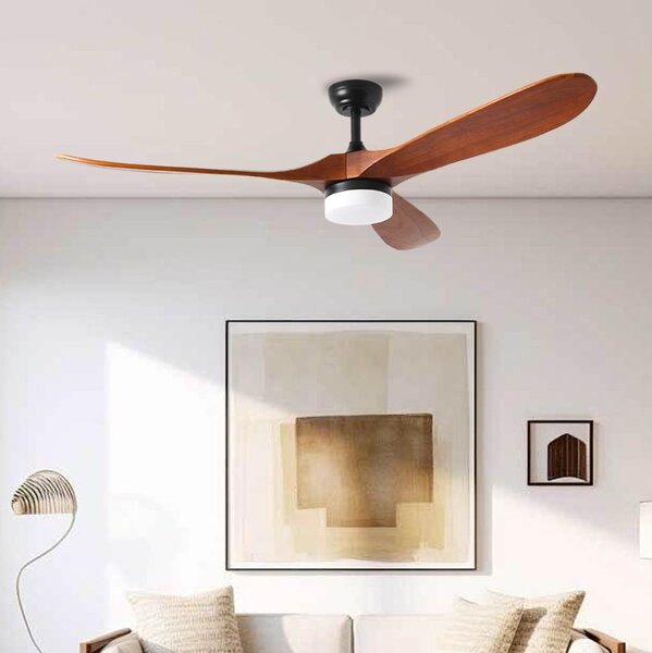 ZEVENTI - Ventilatore da soffitto LED GINOSA LED/18W/230V Wi-Fi Tuya nero/rovere + telecomando