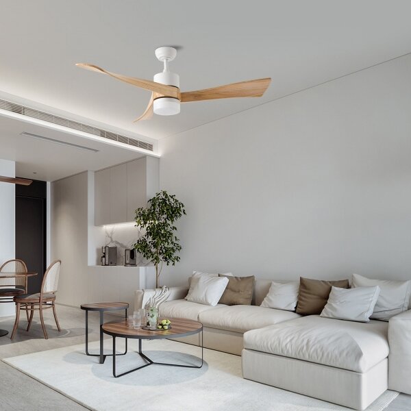 ZEVENTI - Ventilatore da soffitto LED NATURITO LED/18W/230V Wi-Fi Tuya bianco/rovere + telecomando