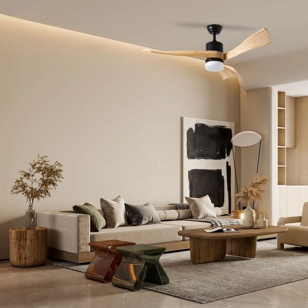 ZEVENTI - Ventilatore da soffitto LED NATURITO LED/18W/230V Wi-Fi Tuya nero/rovere + telecomando