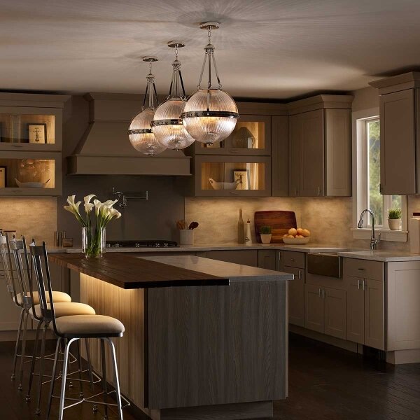Kichler KL-ASTER-P-PN - Lampadario a sospensione con supporto rigido ASTER 3xE14/60W/230V