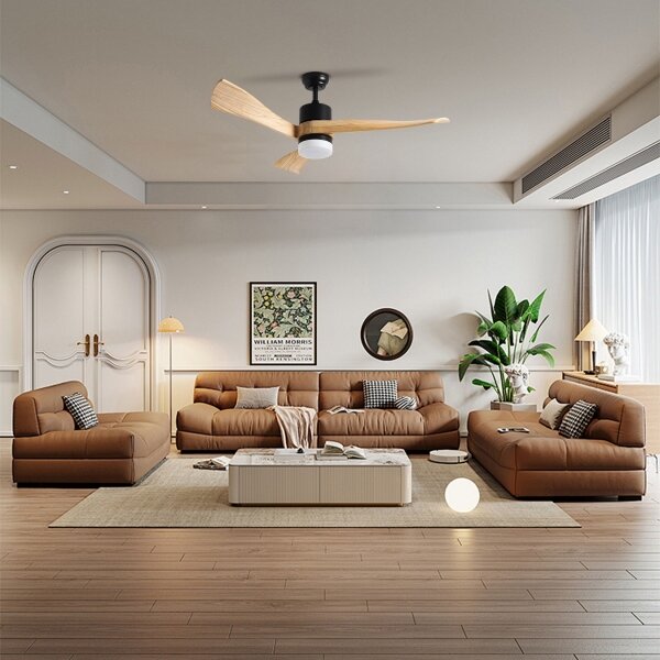 ZEVENTI - Ventilatore da soffitto LED NATURITO LED/18W/230V Wi-Fi Tuya nero/rovere + telecomando