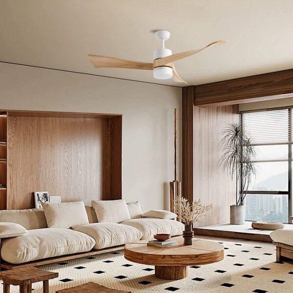 ZEVENTI - Ventilatore da soffitto LED NATURITO LED/18W/230V Wi-Fi Tuya bianco/rovere + telecomando