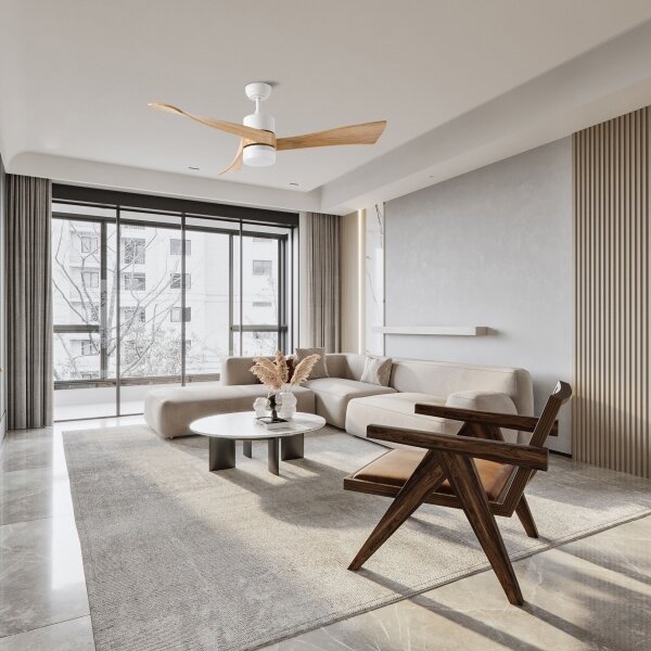 ZEVENTI - Ventilatore da soffitto LED NATURITO LED/18W/230V Wi-Fi Tuya bianco/rovere + telecomando