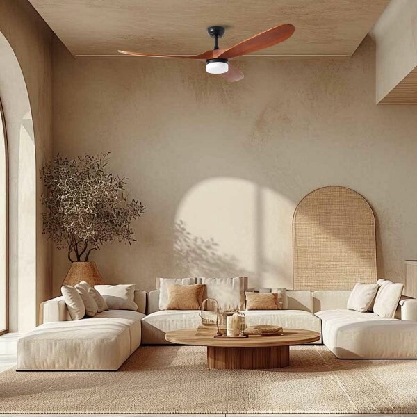 ZEVENTI - Ventilatore da soffitto LED GINOSA LED/18W/230V Wi-Fi Tuya nero/rovere + telecomando
