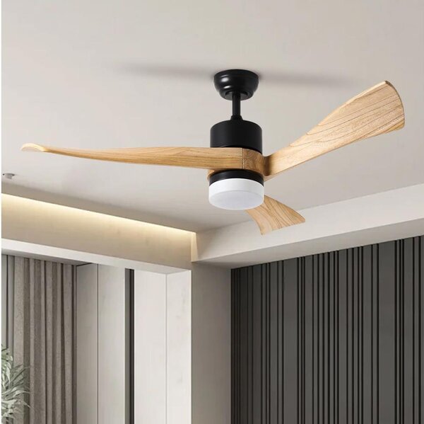 ZEVENTI - Ventilatore da soffitto LED NATURITO LED/18W/230V Wi-Fi Tuya nero/rovere + telecomando
