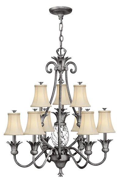 Hinkley HK-PLANT10-PL - Lampadario a sospensione con catena PLANTATION 10xE14/40W/230V argento