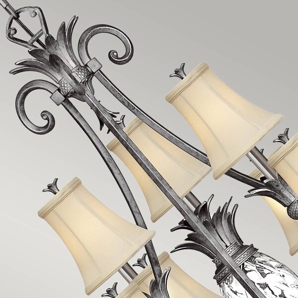 Hinkley HK-PLANT10-PL - Lampadario a sospensione con catena PLANTATION 10xE14/40W/230V argento