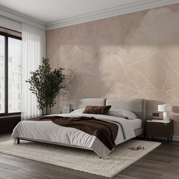 Carta da parati Texture grunge con montagne astratte, colore beige, arte a tema natura, Carta da parati in stile Boho, u98839 : Uwalls.it