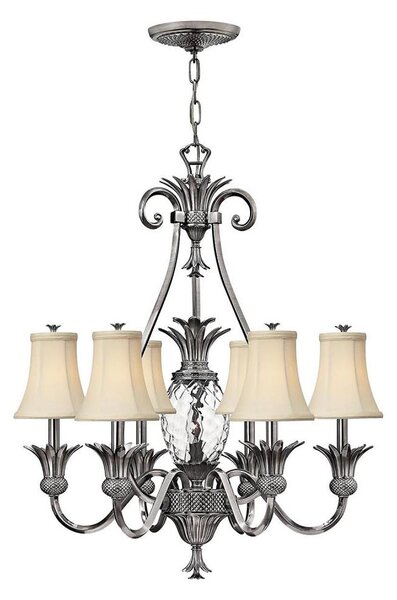 Hinkley HK-PLANT7-PL - Lampadario a sospensione con catena PLANTATION 7xE14/40W/230V argento