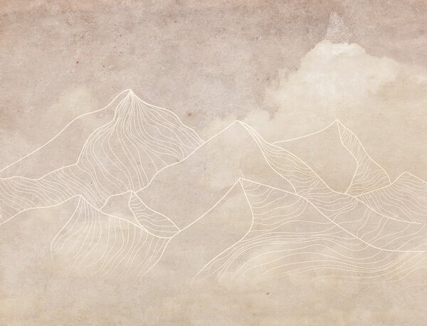 Carta da parati Un disegno di montagne e nuvole, Carta da parati Natura, Carta da parati popolare, u98839 - Tapeko.it