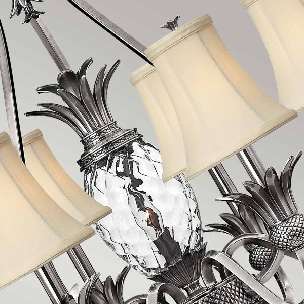 Hinkley HK-PLANT7-PL - Lampadario a sospensione con catena PLANTATION 7xE14/40W/230V argento