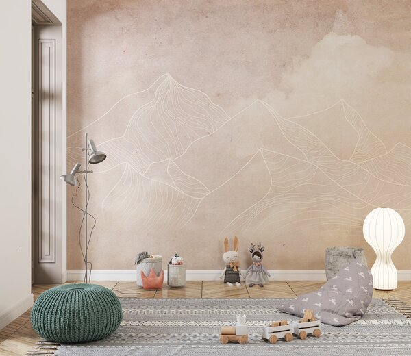 Carta da parati Texture grunge con montagne astratte, colore beige, arte a tema natura, Carta da parati in stile Boho, u98839 : Uwalls.it