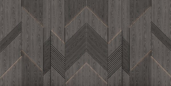 Carta da parati Motivi geometrici in legno scuro, Carta da parati Effetto Legno, Carta da parati popolare, u98885 - Tapeko.it