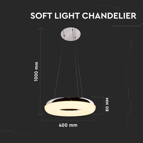 Lampadario LED a sospensione con filo LED/40W/230V 3000K diametro 40 cm cromo lucido
