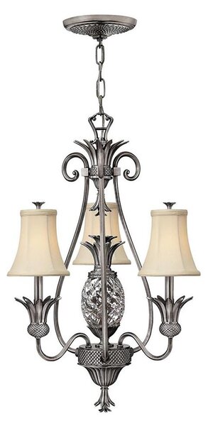 Hinkley HK-PLANT3-PL - Lampadario a sospensione con catena PLANTATION 4xE14/40W/230V argento