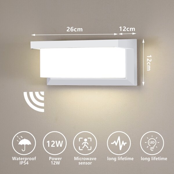 Brilagi-LED Applique da esterno con sensore BRICKY LED/12W/230V bianco IP54