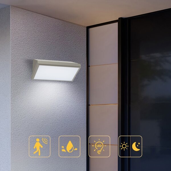 Brilagi-LED Applique da esterno con sensore TRIANGLE LED/20W/230V, grigio, IP65