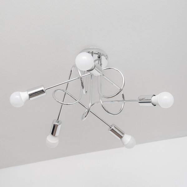 Lampadario a montaggio superficiale OXFORD 5xE27/15W/230V cromo lucido