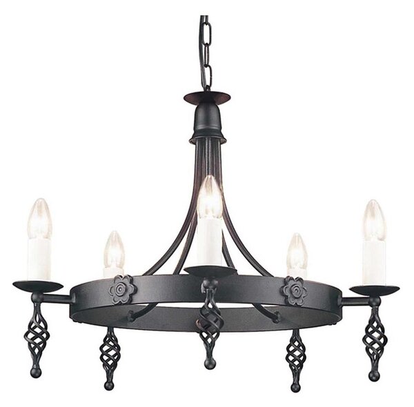 Elstead BY5-BLACK - Lampadario a sospensione con catena BELFRY 5xE14/60W/230V