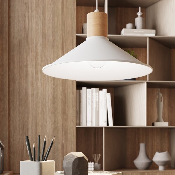 Sollux SL.1319 - Lampadario a sospensione con filo JAGA 1xE27/15W/230V diametro 30 cm bianco