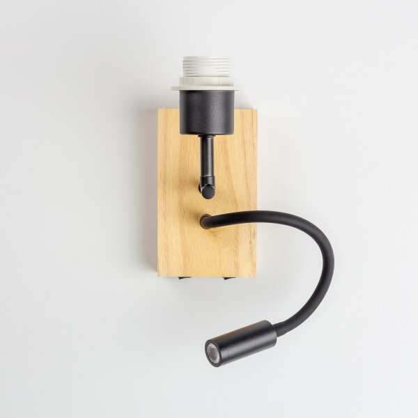 Brilagi - LED Lampada flessibile da muro NUBILA WOOD 1xE27/25W/230V + LED/3W quercia/nero