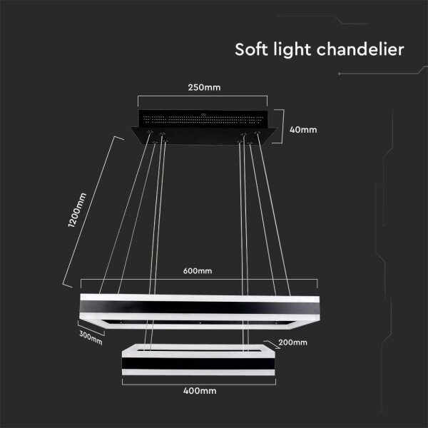 Lampadario a sospensione con filo LED dimmerabile LED/113W/230V 3000K nero