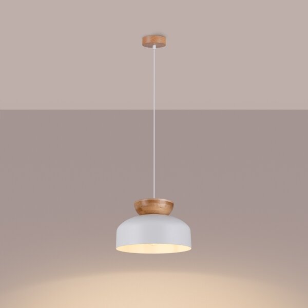 Sollux SL.1350 - Lampadario a sospensione con filo MARION 1xE27/15W/230V diametro 29,5 cm bianco