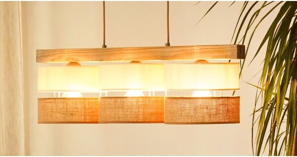 BRILAGI - Lampadario a sospensione con filo FOREST 3xE27/15W/230V pino/beige/color crema