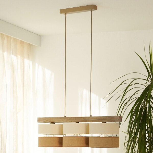 BRILAGI - Lampadario a sospensione con filo FOREST 3xE27/15W/230V pino/beige/color crema