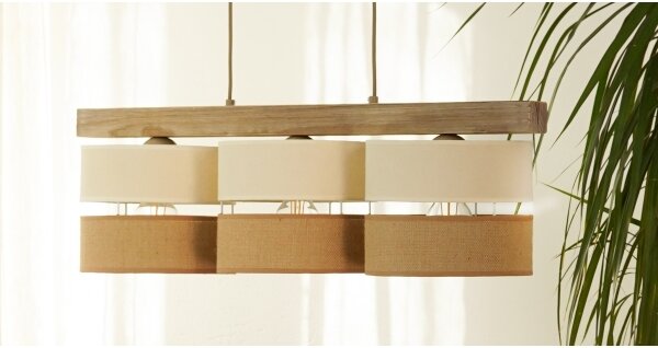 BRILAGI - Lampadario a sospensione con filo FOREST 3xE27/15W/230V pino/beige/color crema