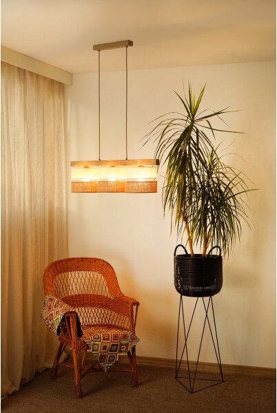 BRILAGI - Lampadario a sospensione con filo FOREST 3xE27/15W/230V pino/beige/color crema