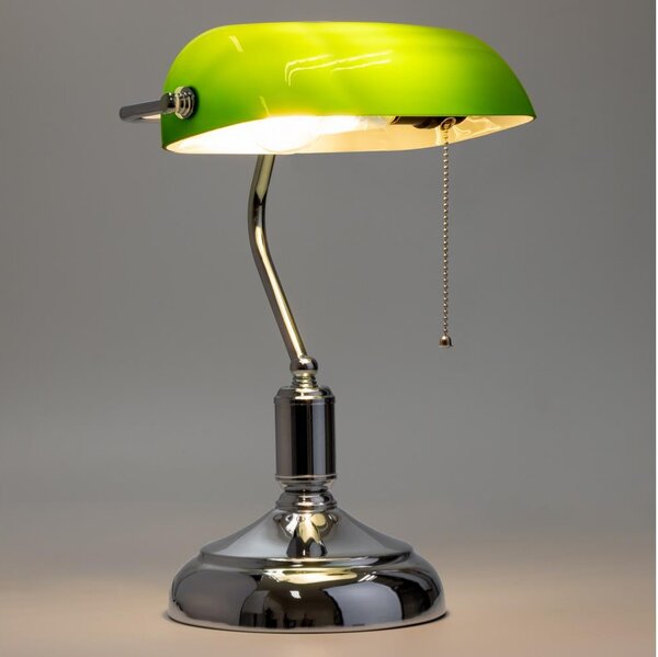 Brilagi - Lampada da tavolo BANK OFFICE 1xE27/60W/230V cromo lucido/verde