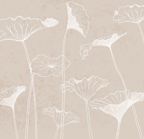 Carta da parati Un disegno a linee bianche di fiori, Carta da parati Fiori grandi, Carta da parati popolare, u98684v1 - Tapeko.it