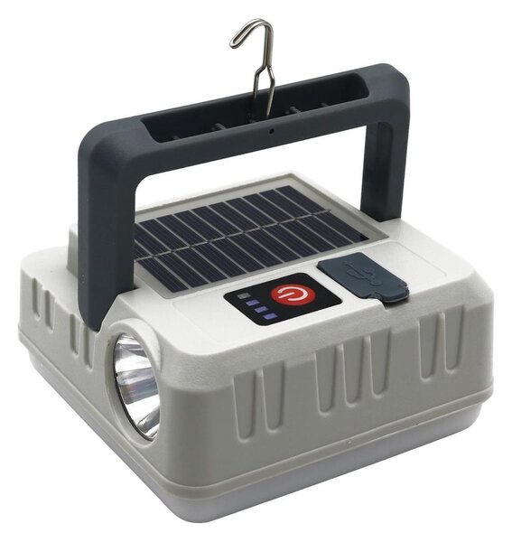 Lampada solare LED con funzione di power bank LED/1W/5,5V 8000K IPX4 1200 mAh grigio