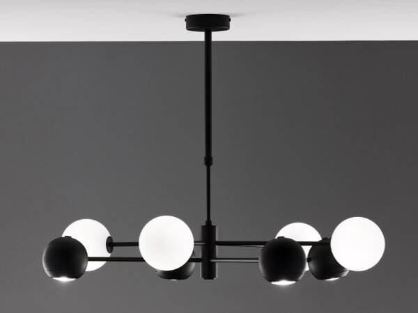 Jupiter 1998 - Lampadario a sospensione con supporto rigido MOKA 4xGU10/10W/230V + 4xG9/10W/230V nero/bianco