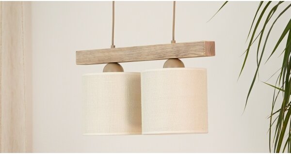 Brilagi - Lampadario a sospensione con filo FOREST 2xE27/15W/230V pino/marrone/color crema