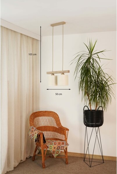Brilagi - Lampadario a sospensione con filo FOREST 2xE27/15W/230V pino/marrone/color crema