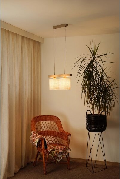 Brilagi - Lampadario a sospensione con filo FOREST 2xE27/15W/230V pino/marrone/color crema