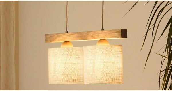 Brilagi - Lampadario a sospensione con filo FOREST 2xE27/15W/230V pino/marrone/color crema