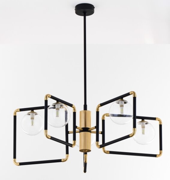 Jupiter 1985 - Lampadario a sospensione con supporto rigido IBRA 5xG9/10W/230V nero/oro