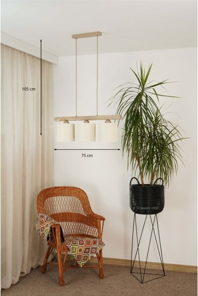 Brilagi - Lampadario a sospensione con filo FOREST 3xE27/15W/230V pino/marrone/color crema
