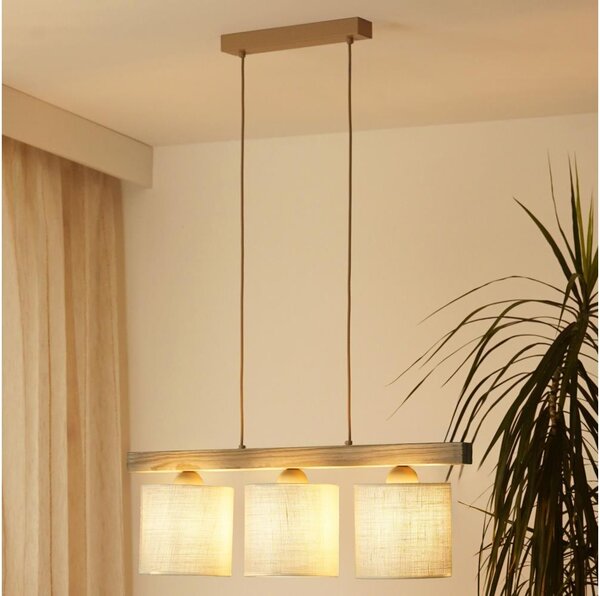Brilagi - Lampadario a sospensione con filo FOREST 3xE27/15W/230V pino/marrone/color crema
