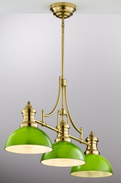 Jupiter 2074 - Lampadario su asta PLATINO 3xE27/15W/230V verde/oro